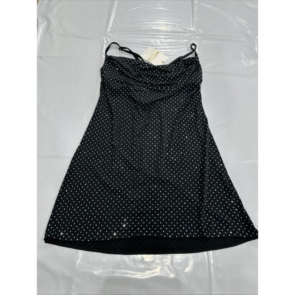 Show Me Your Mumu Dress Women's M Black Polka Dot Crossback Strap A-Line CEB133